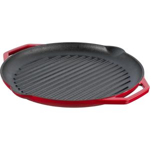 Gietijzeren grillpan - rood - geëmailleerd - beste kwaliteit