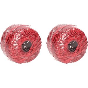6x Rode glitter touw 20 meter hobby/cadeaulint - Cadeau verpakken/inpakken