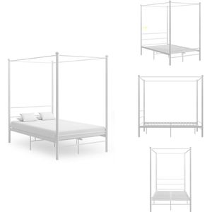 vidaXL Bedframe - Bedframe - Bed Frame - Bed Frames - Hemelbedframe metaal wit 120x200 cm