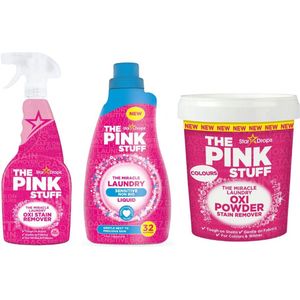 Combinatieset: The Pink Stuff - Sensitive Wasgel + Vlekverwijderaar voor gekleurde- en witte was + Vlekverwijderaar Spray