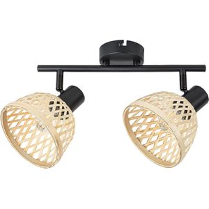 Rabalux - Wandlamp | Rotan lamp ind.spot.E14 2xMAX15W - Zwart