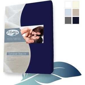 24-Bedding - Duopak 2 stuks !! - Hoeslaken - Dubbel Jersey - 100% katoen - 90x220 cm - 30 cm - Marine - Extra dikke kwaliteit 200 gr/m2