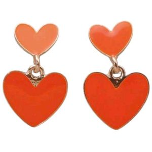 Hartjes Oorbellen - Oranje - Rood