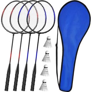 Shuttles Badminton Racket Set 2-4 spelers voor volwassenen kinderen, licht en stabiel, inclusief racket, shuttles en draagtas