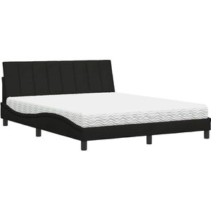 vidaXL - Bed - met - matras - stof - zwart - 160x200 - cm