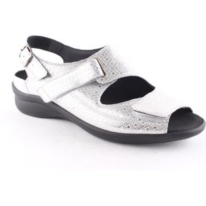 Durea 7178 zilveren dames sandaal met klittenbandsluiting