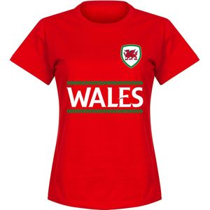 Wales Reliëf Dames Team T-Shirt - Rood - XXL