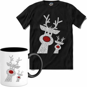 Glitter Kerst Buddy's - T-Shirt met mok - Heren - Zwart - Maat M