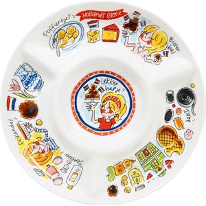 Serveerschaal - 23 cm - serveerschaal met vakjes - bord met vakken - Hollandse cadeautjes - Holland souvenir - typisch Nederlands