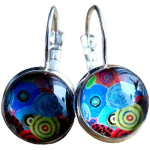 2 Love it Retro C - Oorbellen - Geel - Blauw - Rood - Zilverkleurig