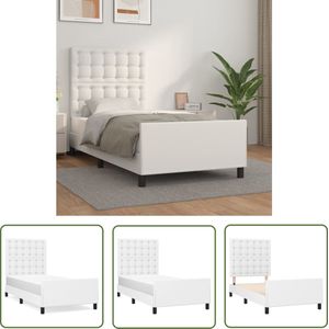 The Living Store Bedframe Lattenbodem - 203x83cm - Verstelbaar - Kunstleer - Wit