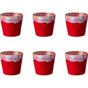 Costa Nova - servies - lungo kop - Grespresso Rood  - aardewerk - set van 6 - H 7,5 cm