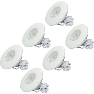 6x HOFTRONIC Pavo - Platte inbouwspot - LED - Rond zaagmaat 53mm - Wit - Dimbaar - Zeer lage inbouwdiepte 12mm - 3 Watt - 260 lumen - 230V - 2700K Extra warm wit - Plafondspots - Dunne inbouwspot voor badkamer en buiten - 5 jaar garantie