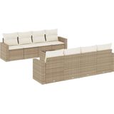 vidaXL - 9-delige - Loungeset - met - kussens - poly - rattan - beige