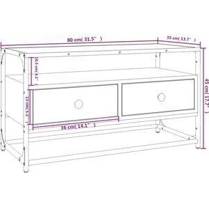 vidaXL - Tv-meubel - 80x35x45 - cm - bewerkt - hout - zwart