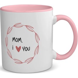 Akyol - mom i love you koffiemok - theemok - roze - Mama - de liefste moeder - moeder cadeautjes - moederdag - verjaardagscadeau - verjaardag - cadeau - geschenk - kado - gift - moeder artikelen - 350 ML inhoud