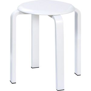 Eetkamerkruk, houten stapelstoel met antislipmat, stapelkruk voor klaslokaal, keuken, eet- of home-pub-ruimte, wit