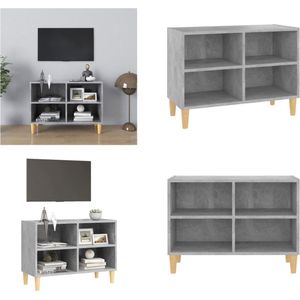 vidaXL Tv-meubel met massief houten poten 69,5x30x50 cm betongrijs - Tv-kast - Tv-kasten - Tv-standaard - Tv-standaarden