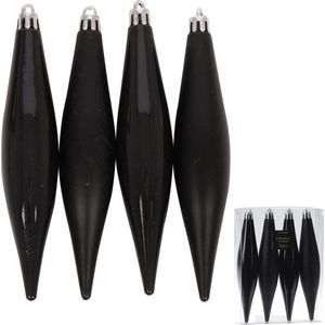 Kerstballen Set Zwart Ijspegels Onbreekbaar 15 cm 4 stuks - Kerstdecoratie