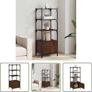 The Living Store Boekenkast 3-laags 41x30x109,5 cm bewerkt hout bruineikenkleur - Boekenkast - Houten Boekenkast - Bruine Boekenkast - Vintage Boekenkast - Bibliotheekkast
