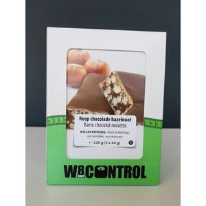 W8CONTROL High Protein Reep chocolade/hazelnoot (5 x 44g) F1