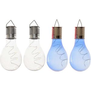 4x Buiten/tuin LED wit/blauw peertjes solar verlichting 14 cm - Tuinverlichting - Tuinlampen - Solarlampen op zonne-energie