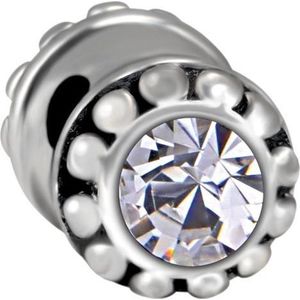 Quiges - 925 - Zilveren - Bedels -Sterling zilver - Beads - Cilinder Zirkonia Kraal Charm - Geschikt – voor - alle bekende merken - Armband Z240