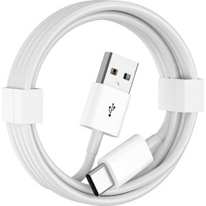 USB A naar USB C Kabel - 1 Meter Oplaadkabel 1x - Geschikt voor: Samsung A33 A34 A40 A50 A52 A53 A54 / Xiaomi / Sony / Realme / Oppo / OnePlus / Nokia / Motorola / Huawei - Wit