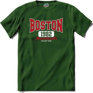 Boston 1982| Boston - Vintage - Retro - T-Shirt - Unisex - Bottle Groen - Maat XL