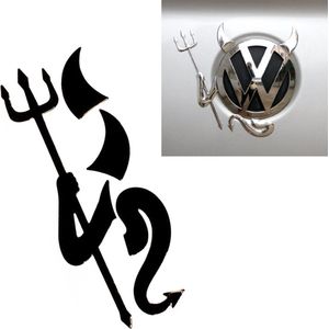Auto Duivel Logo - Zwart - Zelfklevend - Alle Automerken / Universeel - Grappig Embleem - Tuning - Auto Accessoires