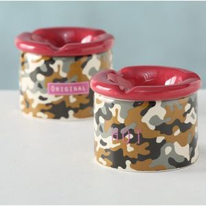 Asbak - 2 set - Camouflage - Keramiek - Ø 9 cm - Hoog 7.5 cm