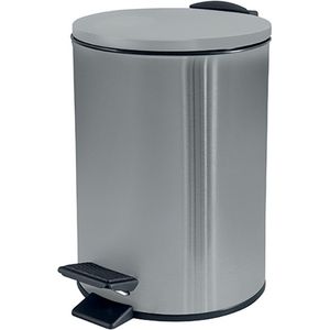 Spirella Pedaalemmer Cannes - zilver - 5 liter - metaal - L20 x H27 cm - soft-close - toilet/badkamer