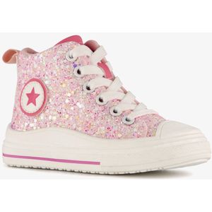 Blue Box hoge meisjes sneakers met glitters roze - Maat 24 - Uitneembare zool