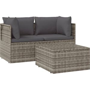 vidaXL Loungeset 3-delig - Grijs - Met Opbergruimte Hoeksofa - Lounge Set - Tuinset - Buitenmeubel - Loungebank - Terrasset - Grijze Sofa - Comfortabele Bank