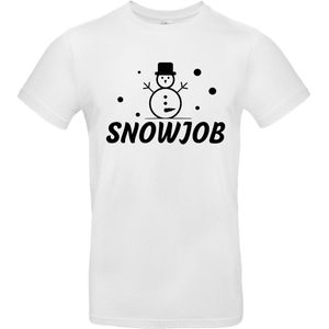Snowjob Heren t-shirt | christmas | xmas | kerst | sneeuwpop | grappig | Wit