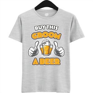 Buy This Groom A Beer | Vrijgezellenfeest Cadeau Man - Groom To Be Bachelor Party - Grappig Bruiloft En Bruidegom Bier shirt Amazon - Trefwoorden - T-Shirt - Unisex - Ash Grey - Maat XL