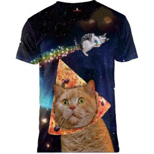 Pizzaface kat - Maat S Crew neck - Festival shirt - Superfout - Fout T-shirt - Feestkleding - Festival outfit - Foute kleding - Kattenshirt - Regenboogshirt - Kleding fout feest - Foute party kleding