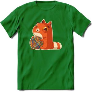 Kat en draad T-Shirt Grappig | Dieren katten Kleding Kado Heren / Dames | Animal Skateboard Cadeau shirt - Donker Groen - 3XL