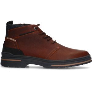 Manfield - Heren - Cognac leren veterboots - Maat 41