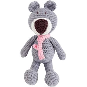 Bebemoss Atty de Beer Mini - Knuffeldier - Knuffels - Handgemaakt Speelgoed - Biologisch Katoen - Babygift - Teddybeer - Grijs