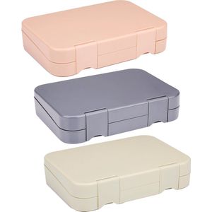 alpina Lunchbox met Vakjes - 21 x 15 x 4,5 CM - Verrassingskleur: Roze Grijs of Beige - Vaatwasserbestendig - Kind/ Volwassene - Uitneembaar Compartiment - Kunsstof