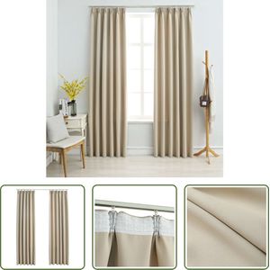 The Living Store Gordijnen - Elegant - Woonkamer Slaapkamer Kantoor - 140 x 175 cm - Beige Polyester