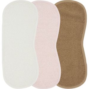 Meyco Baby Uni spuugdoek - 3-pack - badstof - offwhite/soft pink/toffee - 53x20cm
