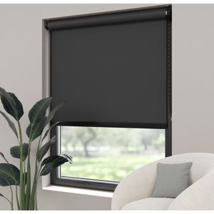 Dutchblinds Rolgordijn - verduisterend - Zwart - 80x275cm - Raamdecoratie op maat