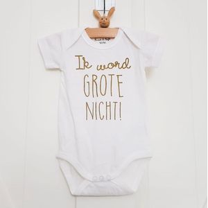 Baby rompertje Hoera ik word grote nicht meisjes - Zwangerschapsaankondiging | korte mouw | | maat 98-104 wit goud zwangerschap aankondiging shirt worden neefje nichtje krijgen worden