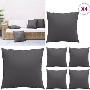 vidaXL Bankkussens 4 st 60x60 cm stof antracietkleurig - Bankkusen - Bankussens - Tuinkussen - Kussen