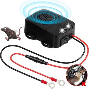 Auto Marterverjager - Ultrasoon Frequentie 12 kHz - 25 kHz - 12V Auto Batterij Aansluiting - Marten Bescherming - Dierenafweermiddel met 3 LEDs Knipperlicht [Energieklasse A++]