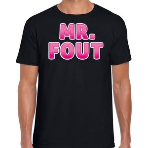 Bellatio Decorations verkleed t-shirt voor heren - Mr. Fout - zwart/roze - carnaval S