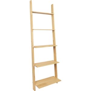 QUVIO Decoratie ladder - Deco ladder voor muur - Deco ladder met 5 treden - Hout - 25 x 50 x 160 cm (lxbxh)