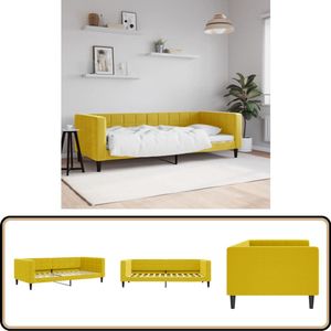 vidaXL Slaapbank 90x200 cm - Fluweel Geel - Multifunctioneel Slaapbank - Sofa Bed - Daybed - Gele Bank - Fluweelb Bank